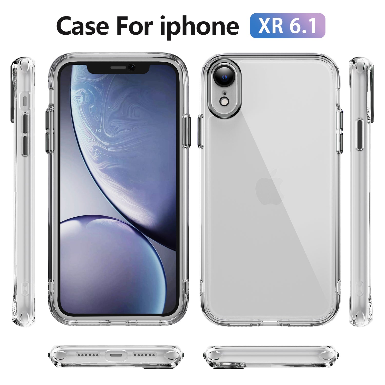 YSM Phone Case for iPhone XR 6.1 inch Shell Crystal Clear Acrylic+TPU Cover with Precise Lens Cutout - Black YSM Phone Case for iPhone XR 6.1 inch Shell Crystal Clear Acrylic+TPU Cover with Precise Lens Cutout - Black